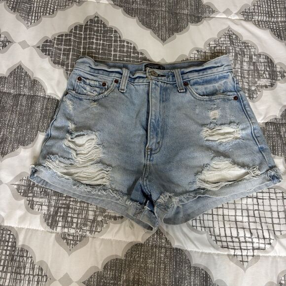 Abercrombie & Fitch Pants - Abercrombie & Fitch a&f Annie High Rise Denim Shorts 26/2 Cuffed Light Wash